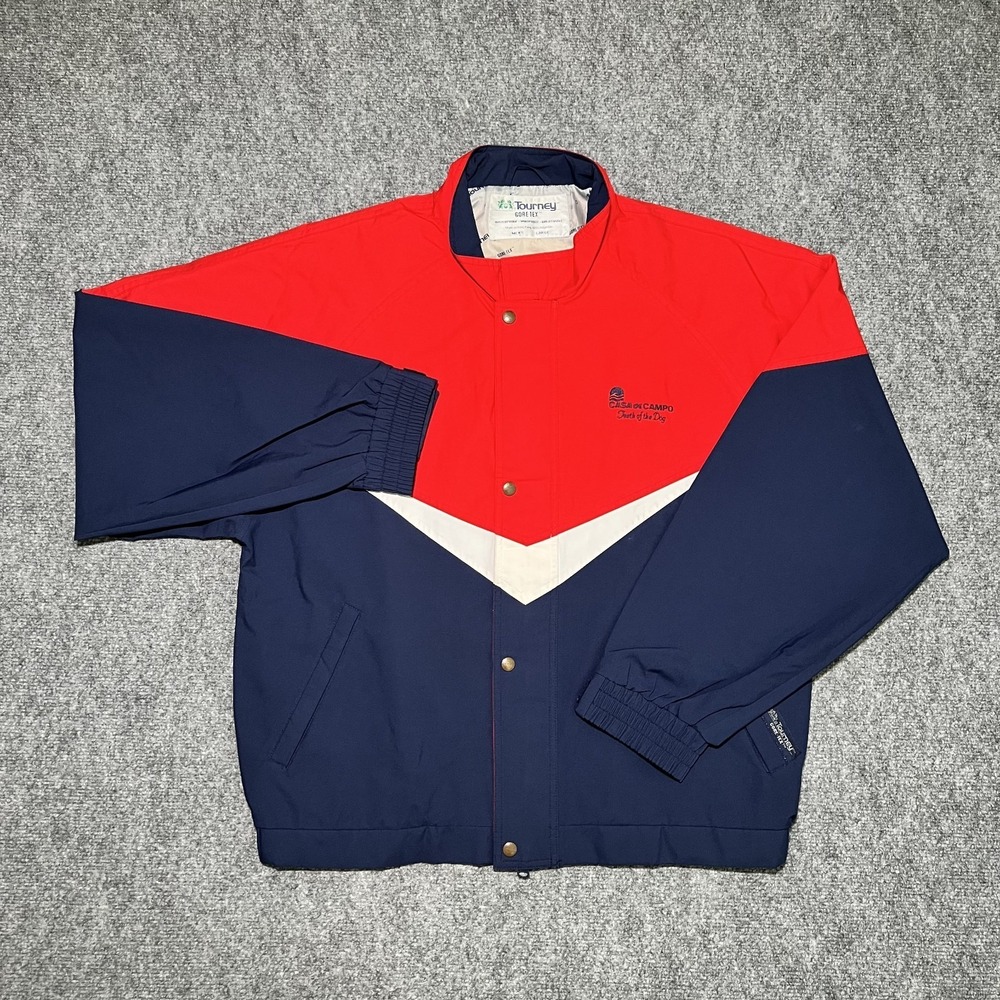 Tourney Gore-Tex Waterproof Windproof Breathable Jacket Men Large Red White Blue